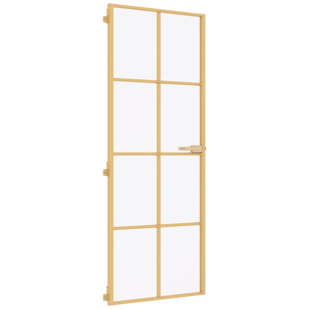 Porta Interni Sottile Oro 76x201,5cm Vetro Temperato Alluminio