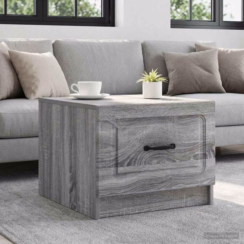 vidaXL Tavolino da salotto moderno in MDF laminato Grigio L: 49 cm, P: 50 cm, H: 37 cm