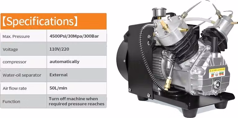 Compressore d'aria PCP, alta pressione 4500Psi, efficiente sistema di raffreddamento ad acqua, nuovo, 220V