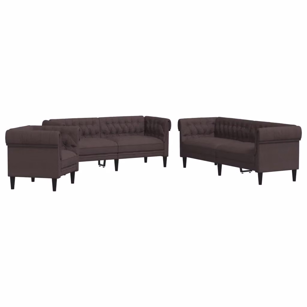 Set di divani vidaXL in tessuto marrone con design moderno e cuscini inclusi – 2