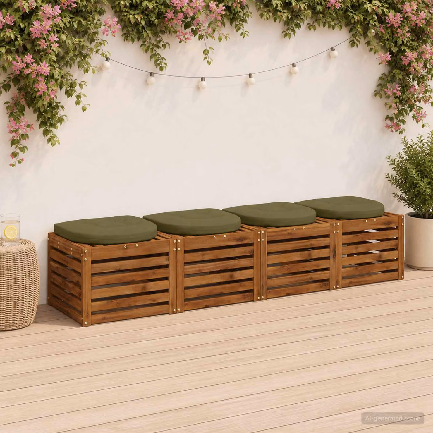 Set di 4 cuscini per sedia vidaXL in poliestere, colore verde, design moderno e quadrato