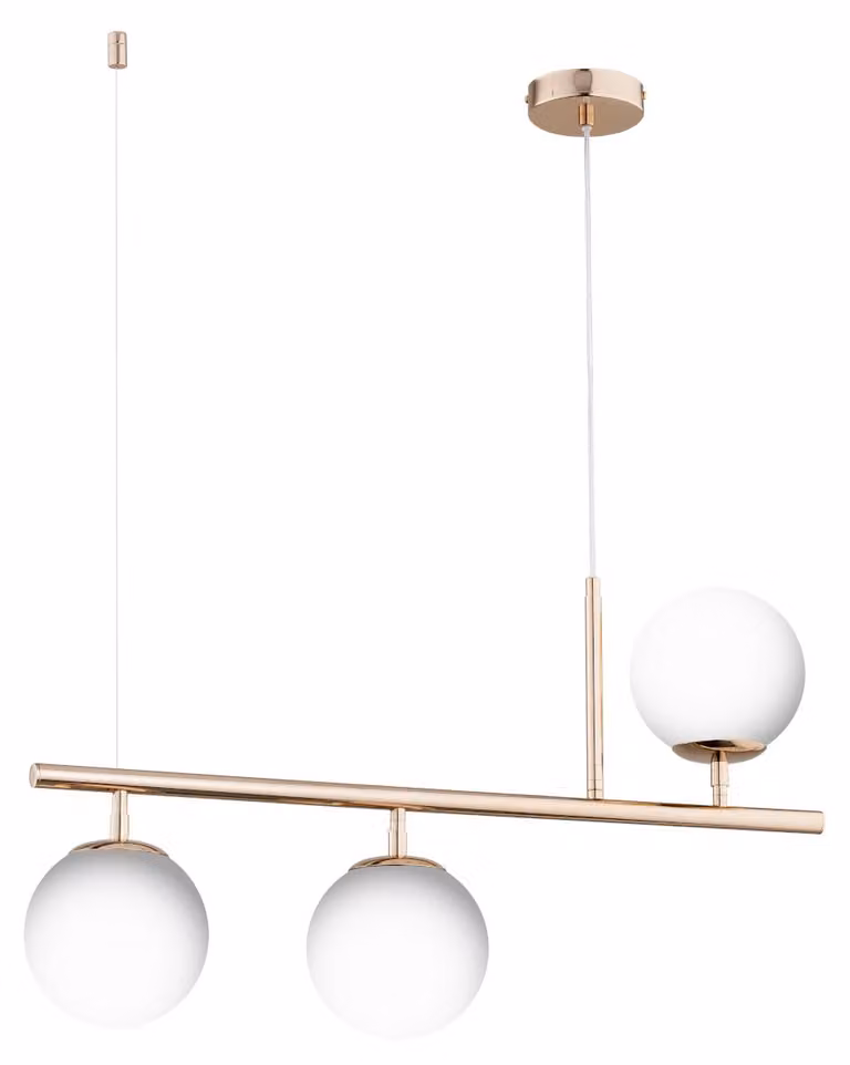 Lampada a sospensione con sfere bianche ABAKUS in rame, 3xE14x10W, metallo, dimensioni: 88x70,5x15 cm, IP20, Alfa