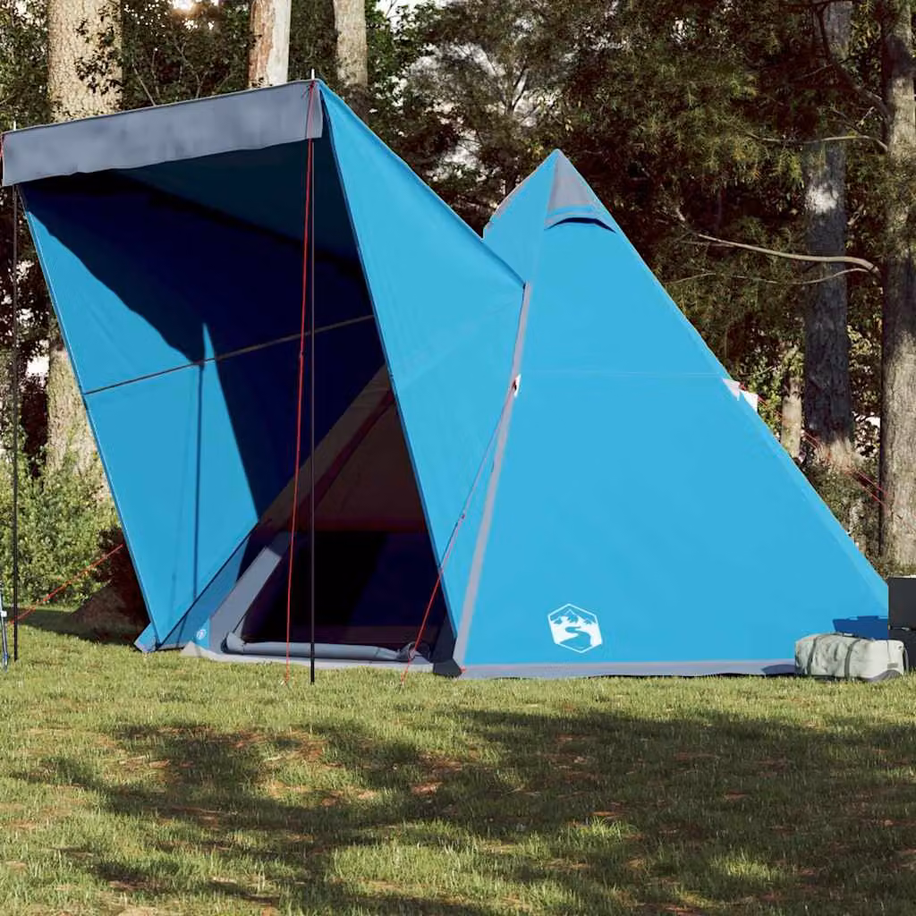 Tenda Familiare Impermeabile vidaXL per 6 Persone Blu in Poliestere