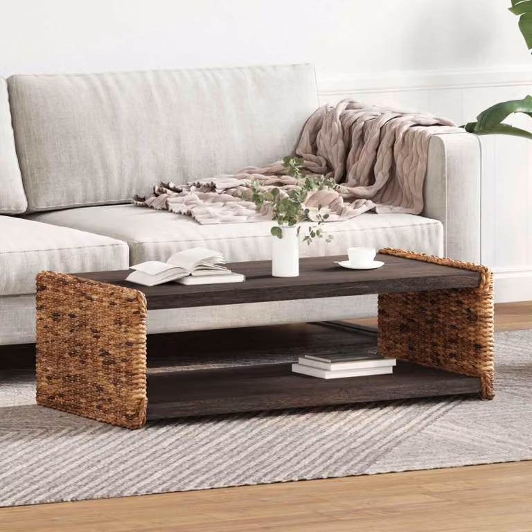vidaXL Tavolino da salotto moderno in legno marrone L: 110 cm, P: 55 cm, H: 35 cm