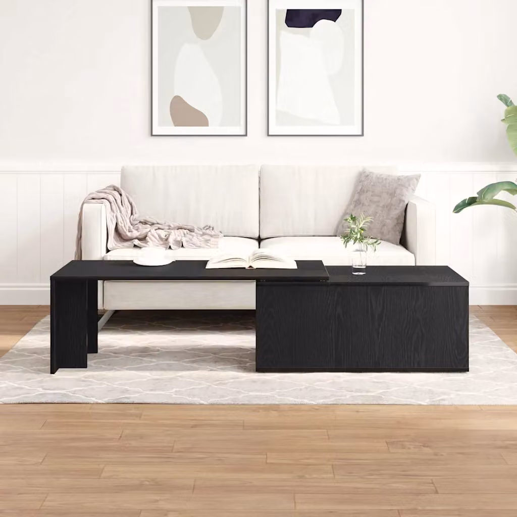 vidaXL Tavolino da salotto rettangolare in rovere e nero L: 150 cm, P: 50 cm, H: 35 cm