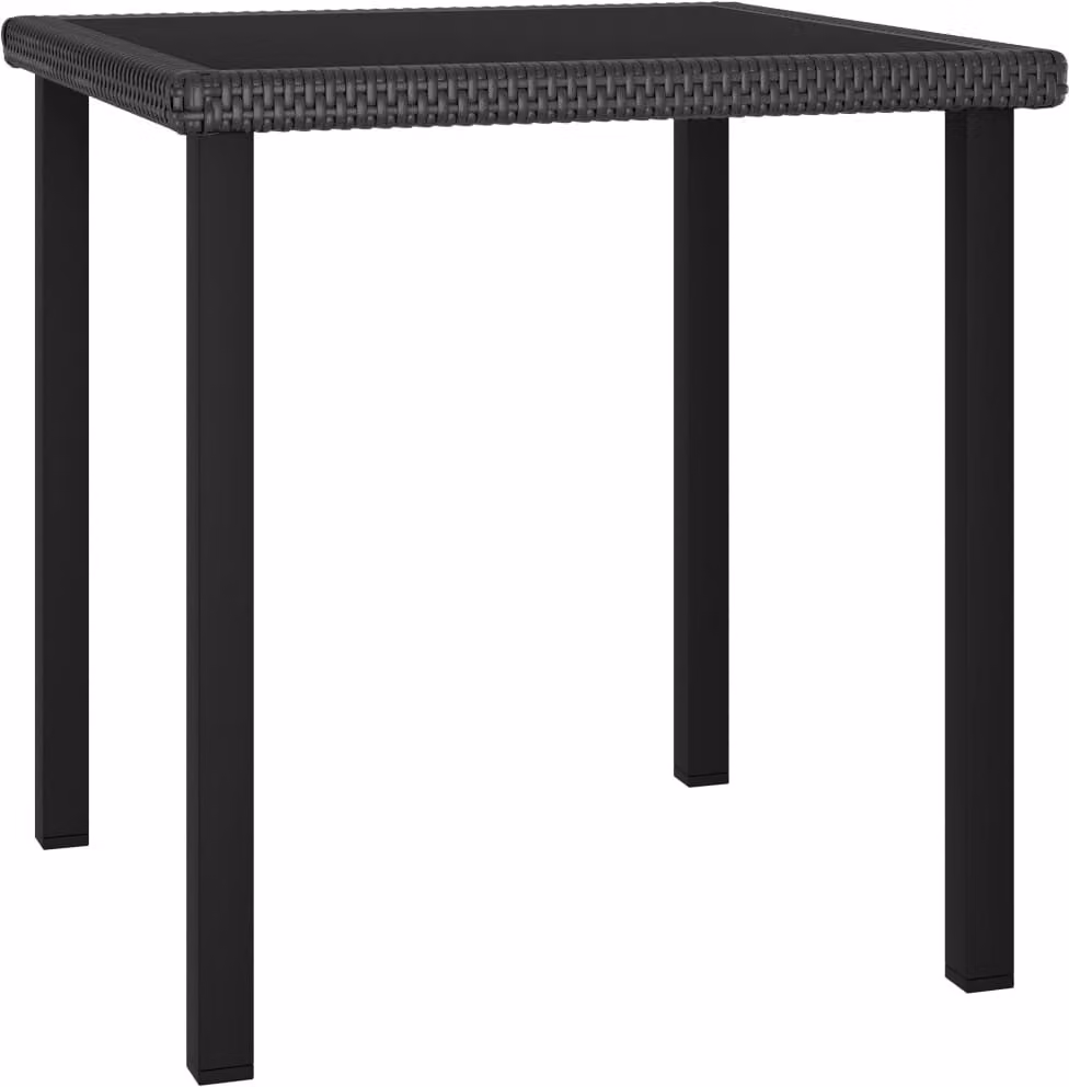 The Living Store Tavolo da pranzo da giardino nero 70x70x73 cm Poly Rattan