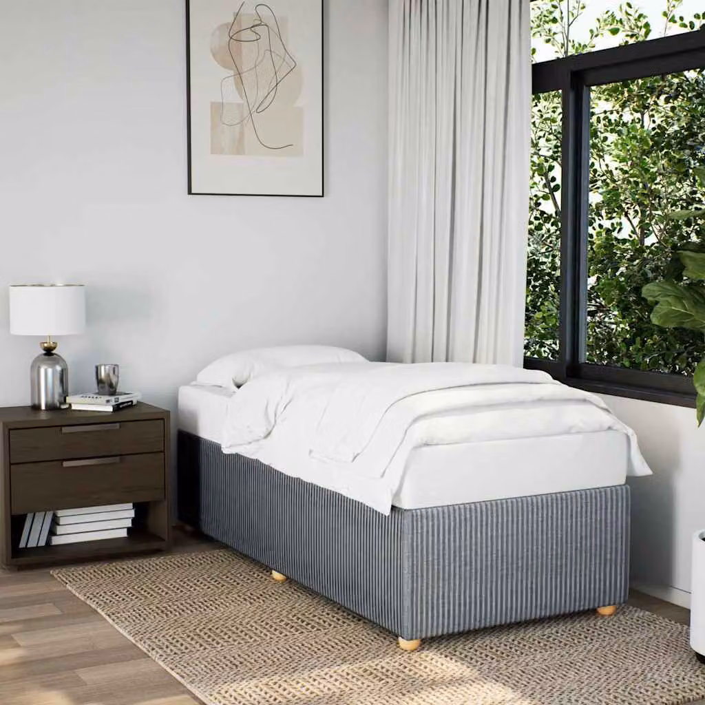 Giroletto senza materasso vidaXL in tessuto grigio con doghe in legno L 200 cm x P 80 cm – 1