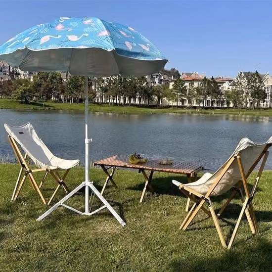Parasole da spiaggia portatile con tasca - protezione UV UPF 50 e impermeabile al vento - per esterno e terrazzo