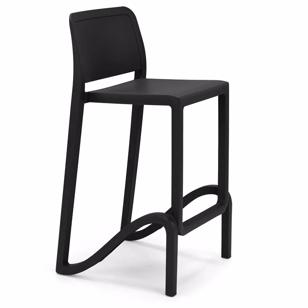Set di 2 sgabelli moderni Redokasa in polipropilene, impilabili e idrorepellenti, colore Ghisa, altezza seduta: 65 cm – 2