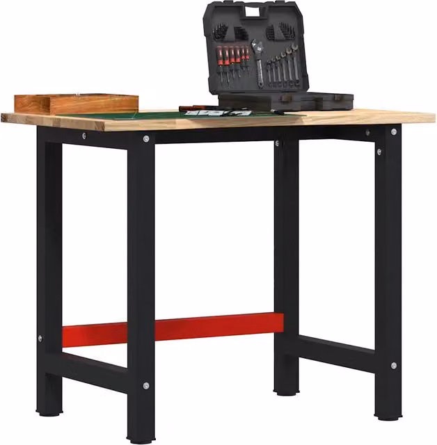 Banco Lavoro VIDAXL in Legno e Metallo, Colore Rosso e Nero, L/P/H: 100 x 60 x 81,5 cm