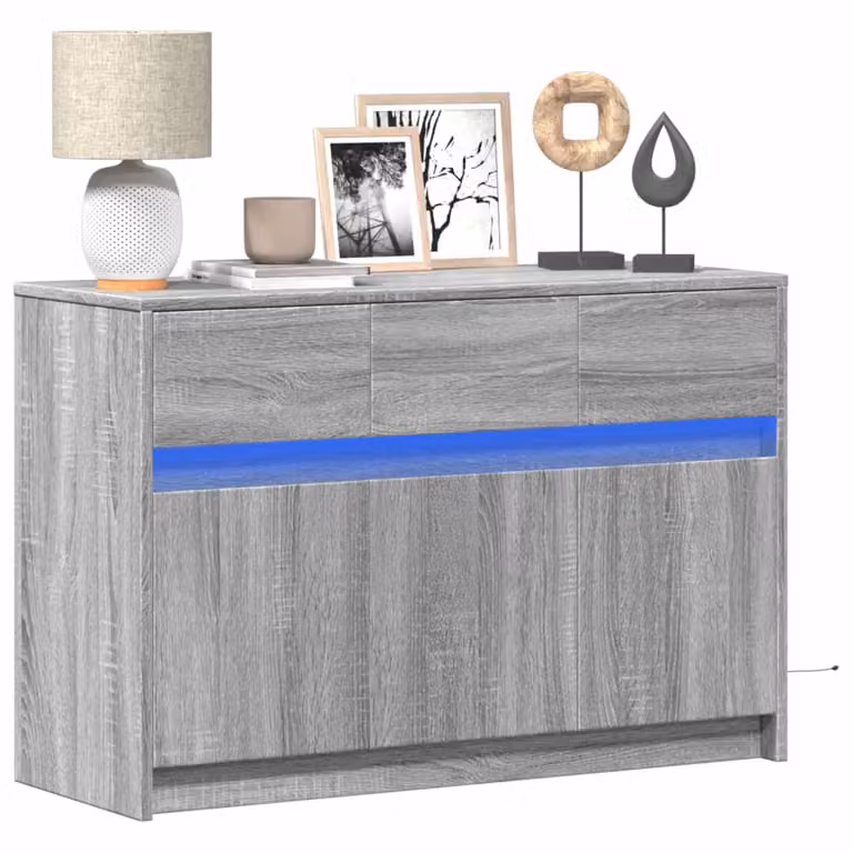 vidaXL Mobile Porta TV Moderno con Illuminazione LED Grigio, L 91 cm x P 34 cm x H 61 cm
