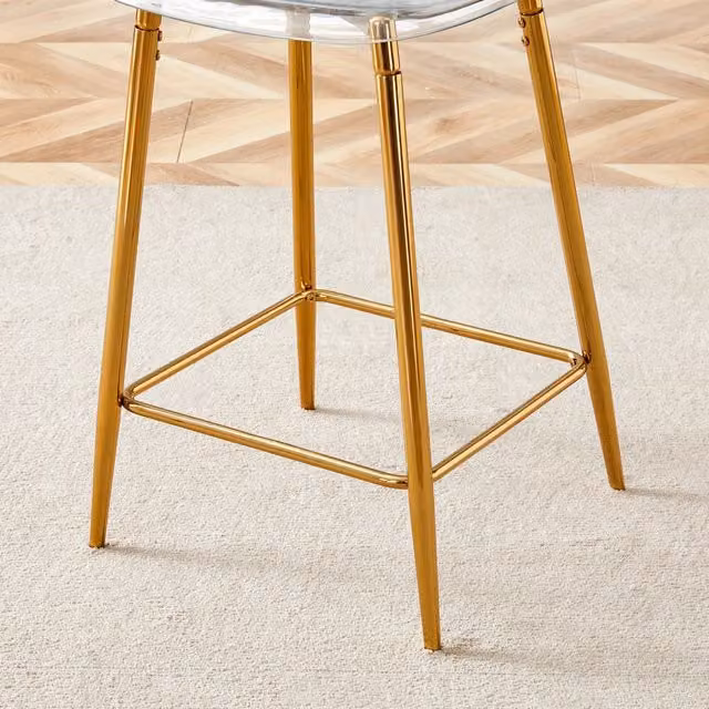 Set di 4 Sgabelli da Bar Trasparenti con Struttura in Metallo Argento, Oro o Nero, Design Moderno per Cucina e Soggiorno