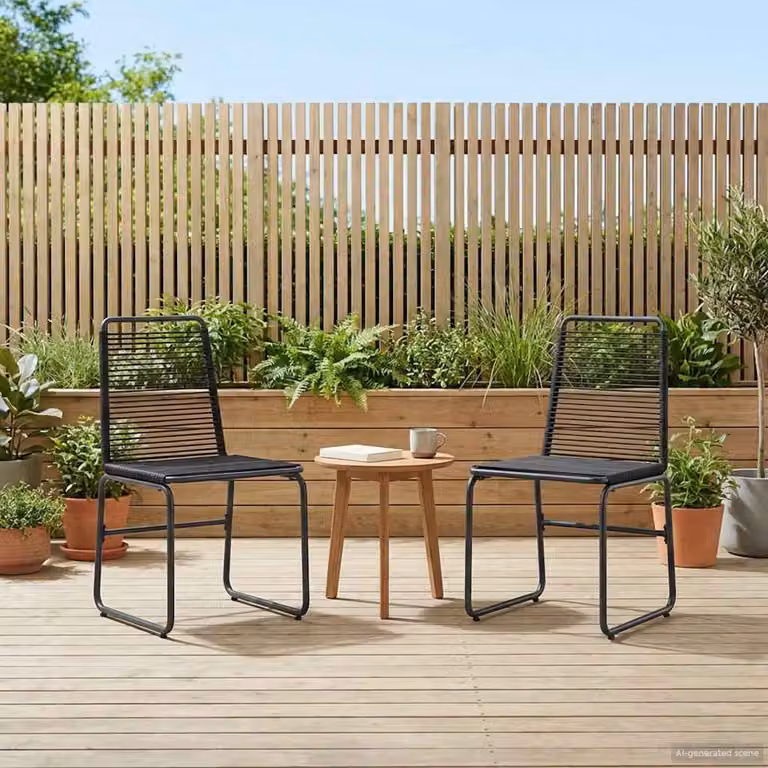 Set di 2 sedie da giardino vidaXL in rattan nero con braccioli e resistenza ai raggi UV