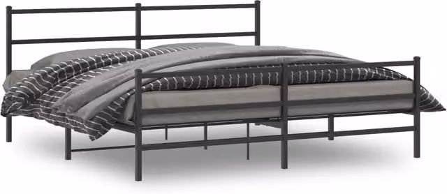 Giroletto vidaXL con testiera e pediera in metallo nero L/P/H: 180 x 200 x 187 cm