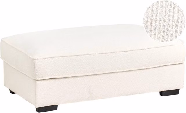 Pouf imbottito in bouclé bianco sporco rettangolare stile moderno minimalista