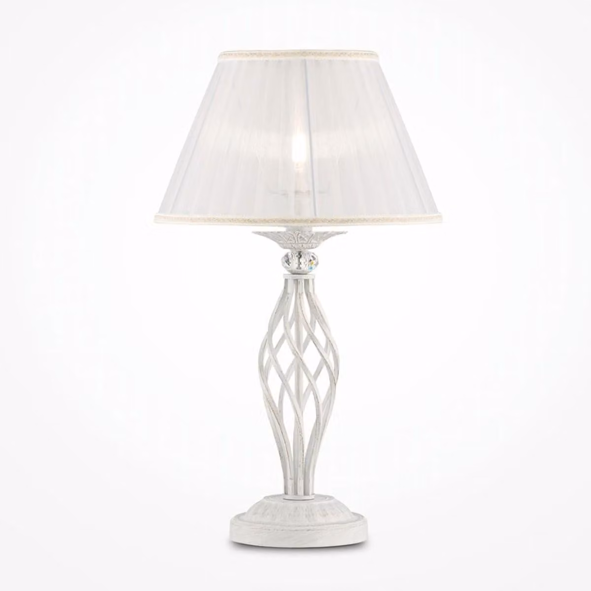 Casa Padrino Lampada da tavolo in stile liberty bianco antico / bianco h. 56 cm - Illuminazione barocca e liberty