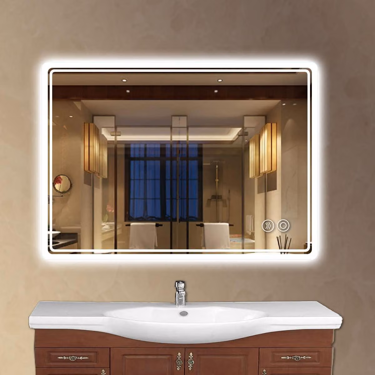 Specchio da bagno a LED, 70x100 cm, antiriflesso, 3 tonalità di luce, funzione di memoria