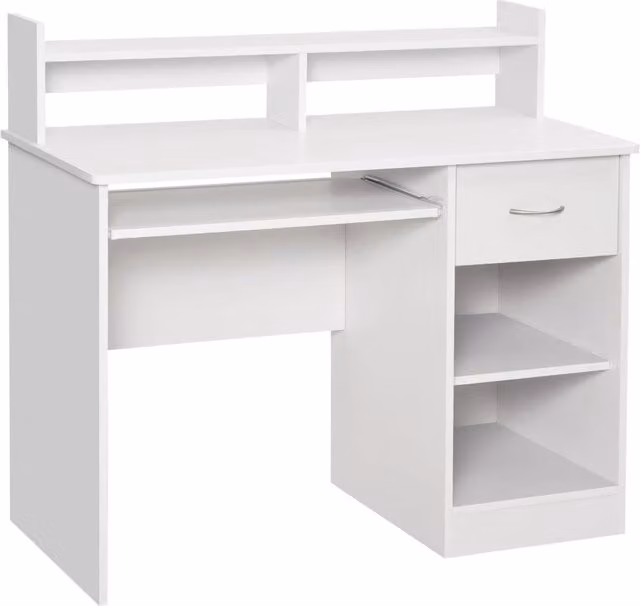 Scrivania moderna Hmc per computer in legno bianco opaco L/P/H: 104 x 48 x 95,5 cm