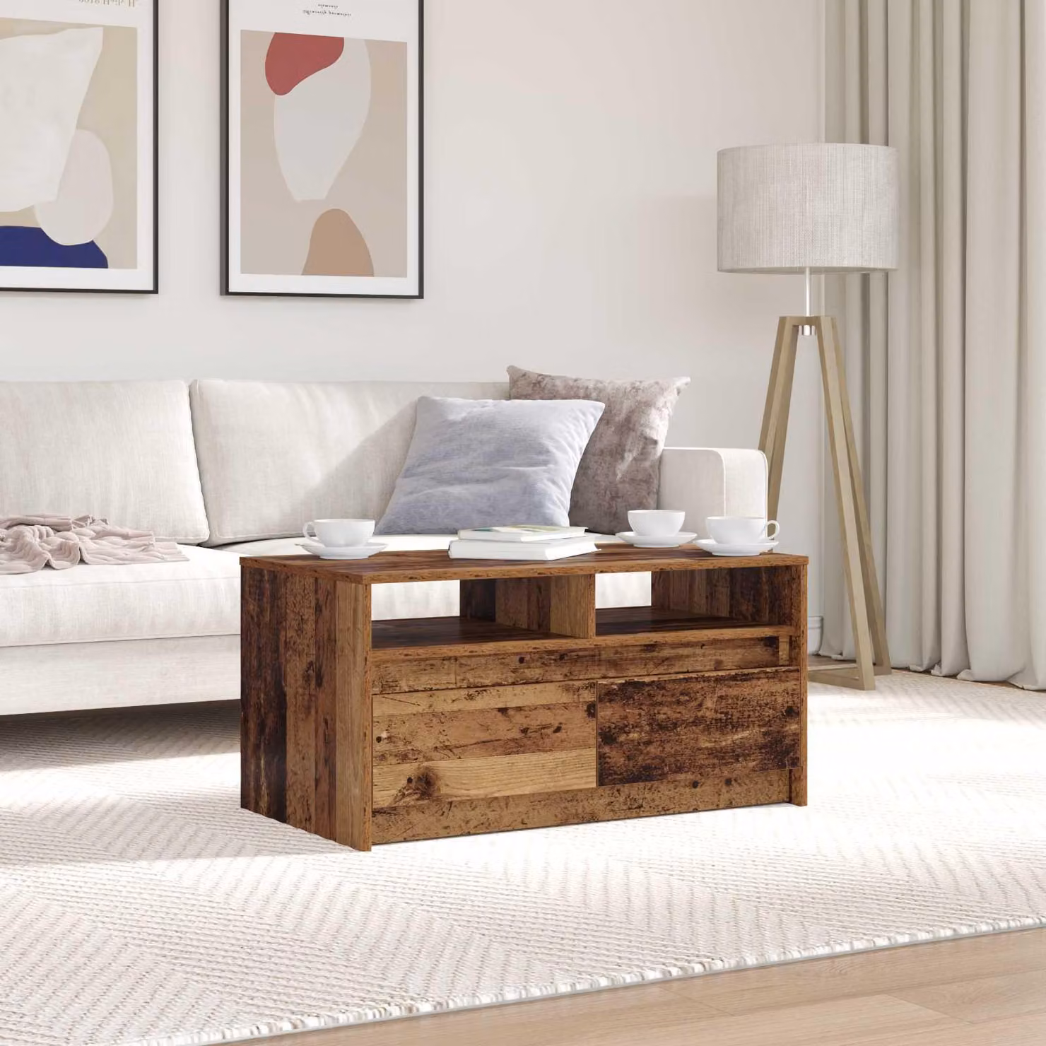 Maison Exclusive - Tavolino in legno antico 90 x 50 x 45 cm Materiale ligneo