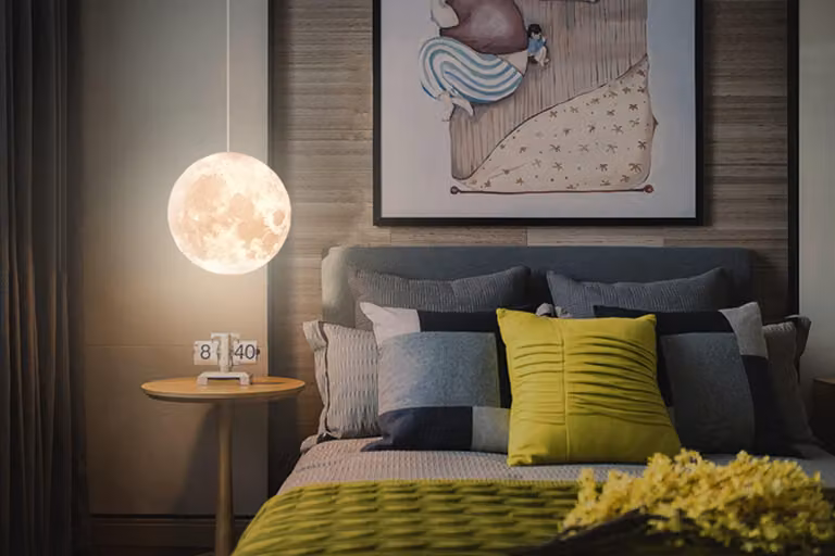 Lampada a sospensione "Luna", stampata in 3D, diametro 22 cm, ideale per il soggiorno