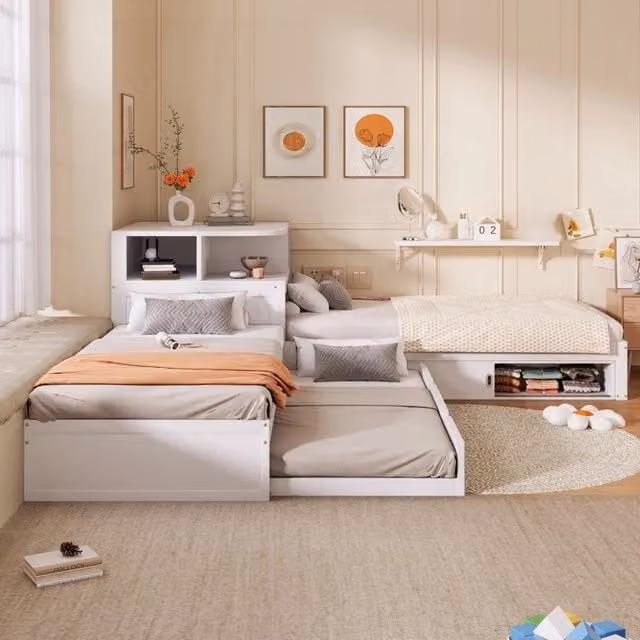 letto a piattaforma in pino bianco 90 x 200 cm