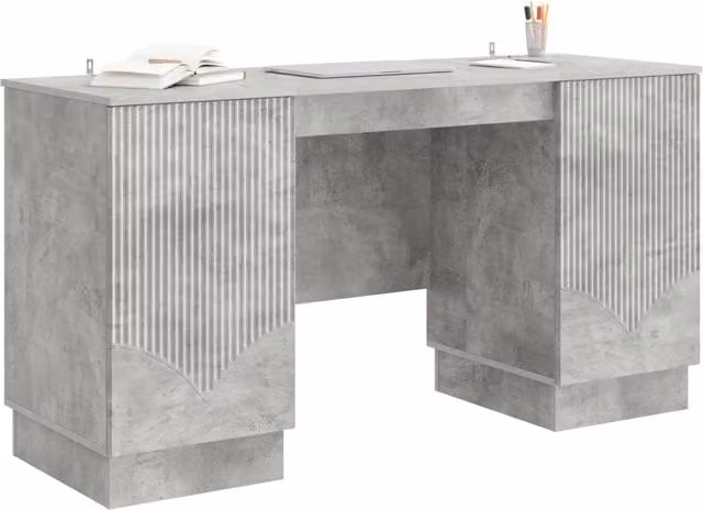 Scrivania | Tavolo da Ufficio con lo scaffale Grigio Cemento 142,5 x 50 x 75 cm