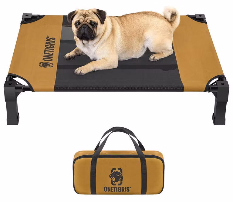 Letto rialzato per cani, 89x63x19 cm, colore marrone. Traspirante, facile da pulire e portatile