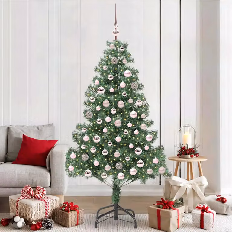 Albero di Natale moderno vidaXL verde in PVC con luci LED bianco caldo