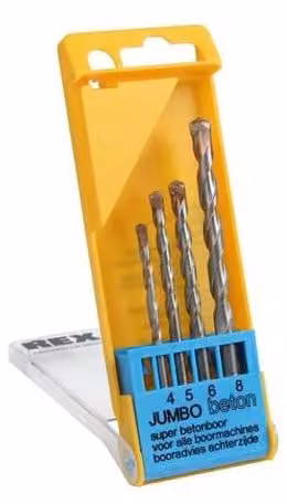 Set di punte da trapano per cemento Rex Jumbo, diametri 4/5/6/8 mm