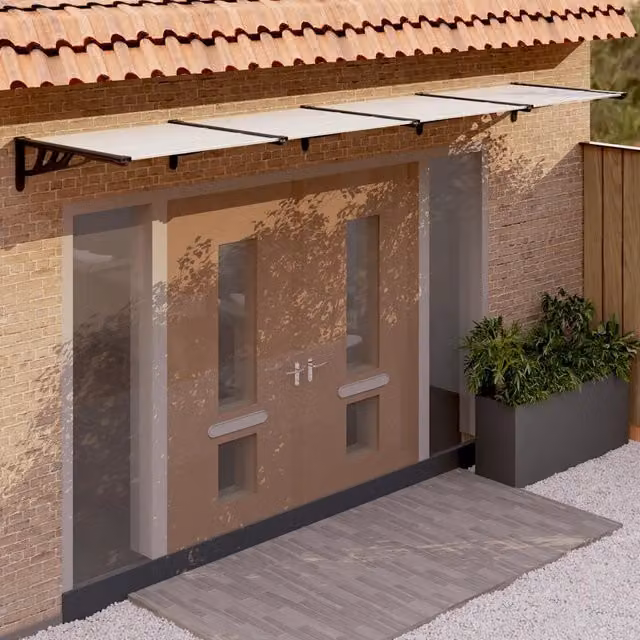 Tettoia per porta vidaXL in policarbonato nero e trasparente L: 396 cm, P: 90 cm – 1