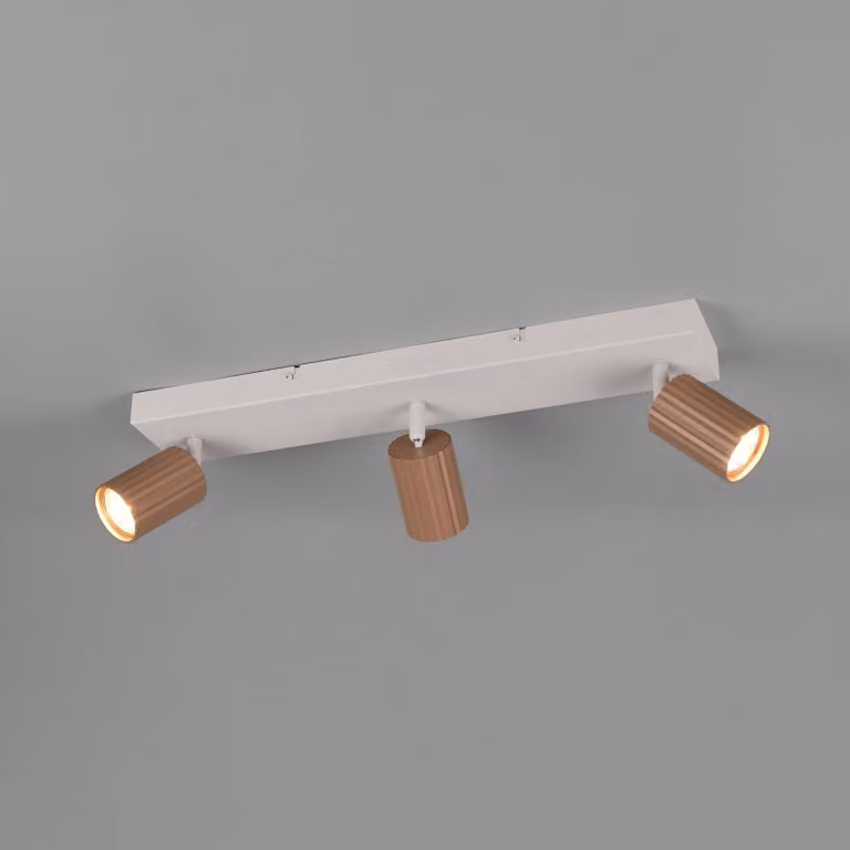 Trio Lighting Faretto da soffitto Soka, marrone/grigio, lunghezza 50 cm, metallo, a 3 luci. dimmerabile, Marrone / Ruggine, Soggiorno / Sala da pranzo, Metallo, Moderno, Faretto alogeno