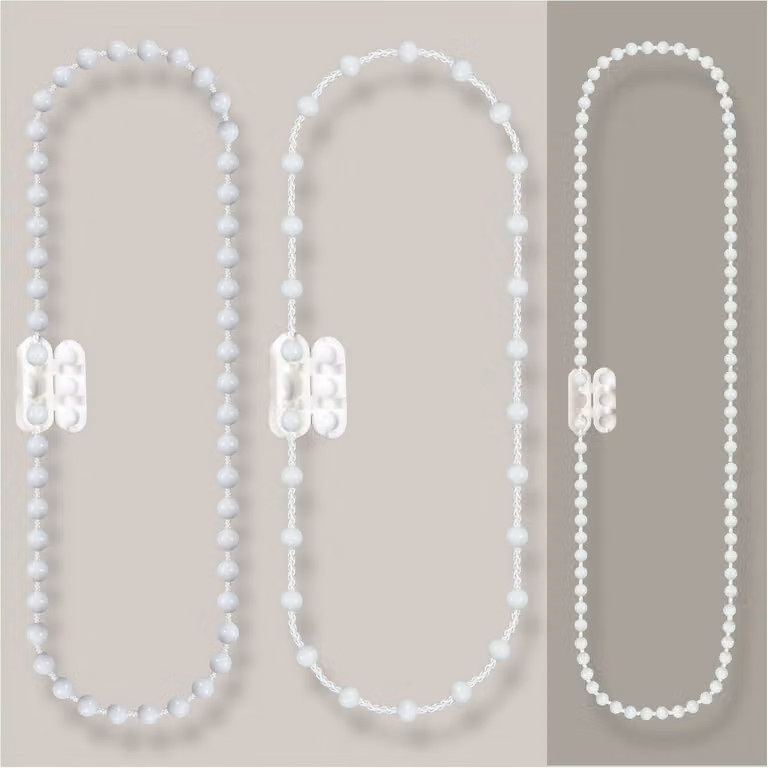 Catena in PVC per avvolgibili, con connettori, lunghezza 240 cm, 3,2 x 4 mm, colore bianco, ricambio per avvolgibili