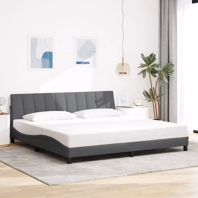 Giroletto senza materasso vidaXL Hanko Grigio con illuminazione sottostante e porta USB L/P/H: 200 x 200 x 218 cm