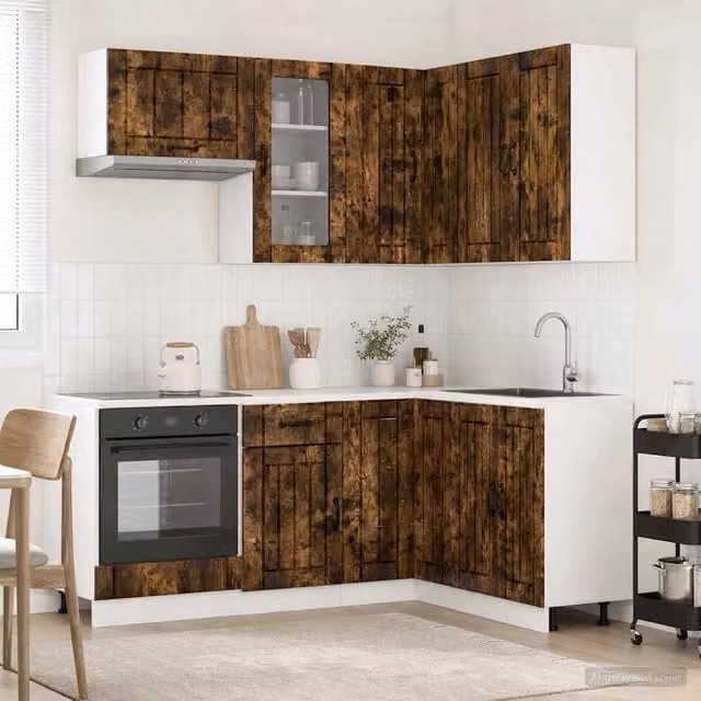 Unità Cucina LUCCA 8 pz Rovere Fumo Legno ingegnerizzato 3438396