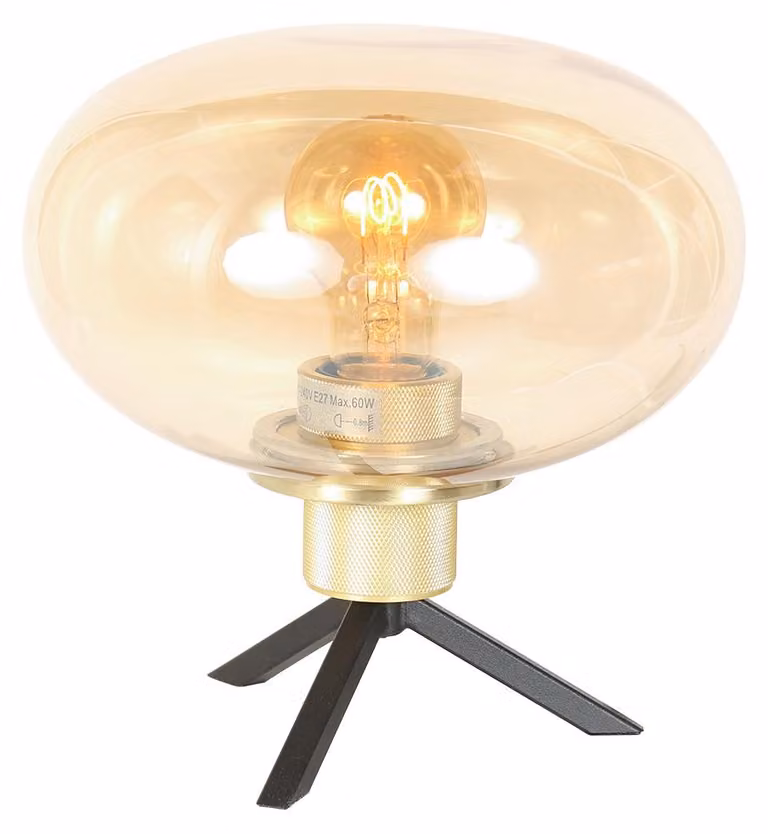 Lampada da tavolo - ambra - Reflexion -  vetro metallo - Ø 22cm - E27 - 2681ME - Steinhauer