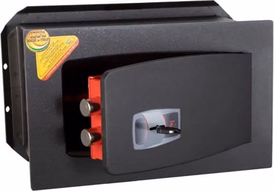 Cassaforte a muro Technomax ATK/3B in acciaio nero con chiave a doppia mappa, L/P/H: 34 x 21 x 15 cm