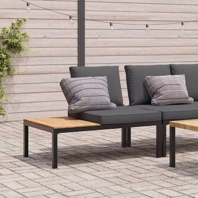 vidaXL Panca da Giardino Moderna in Metallo con Cuscini in Tessuto, Colore Antracite/Nero