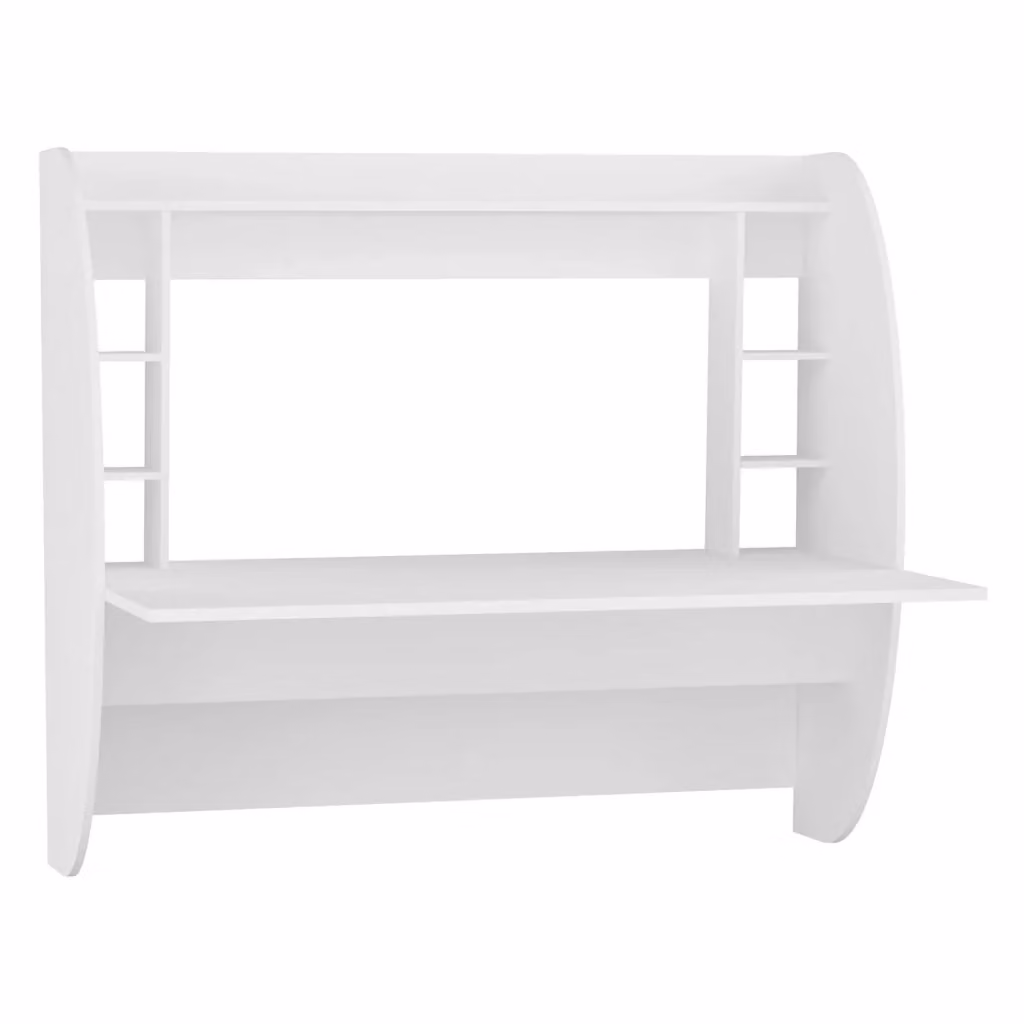 Scrivania da ufficio moderna DMORA in legno bianco L: 124 cm, P: 55 cm, H: 120 cm – 2