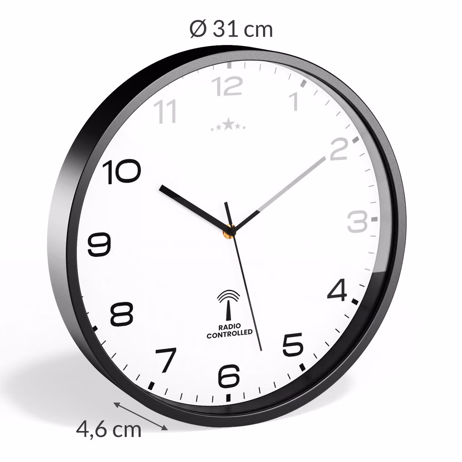Orologio da parete analogico radio controllato Monzana bianco e nero Ø 31 cm – 4