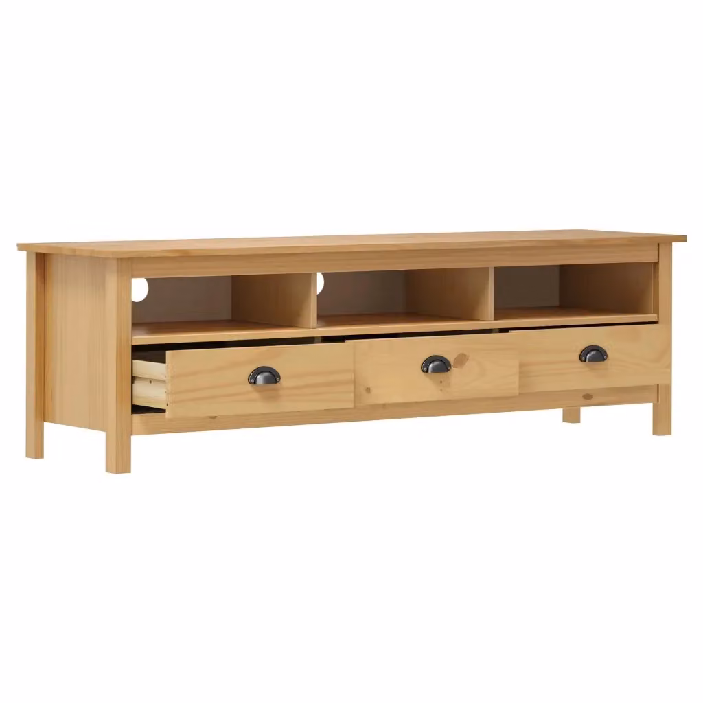 Mobile Porta TV Hill vidaXL in Legno di Pino Marrone, Stile Retro, L: 158 cm, P: 40 cm, H: 47 cm – 2