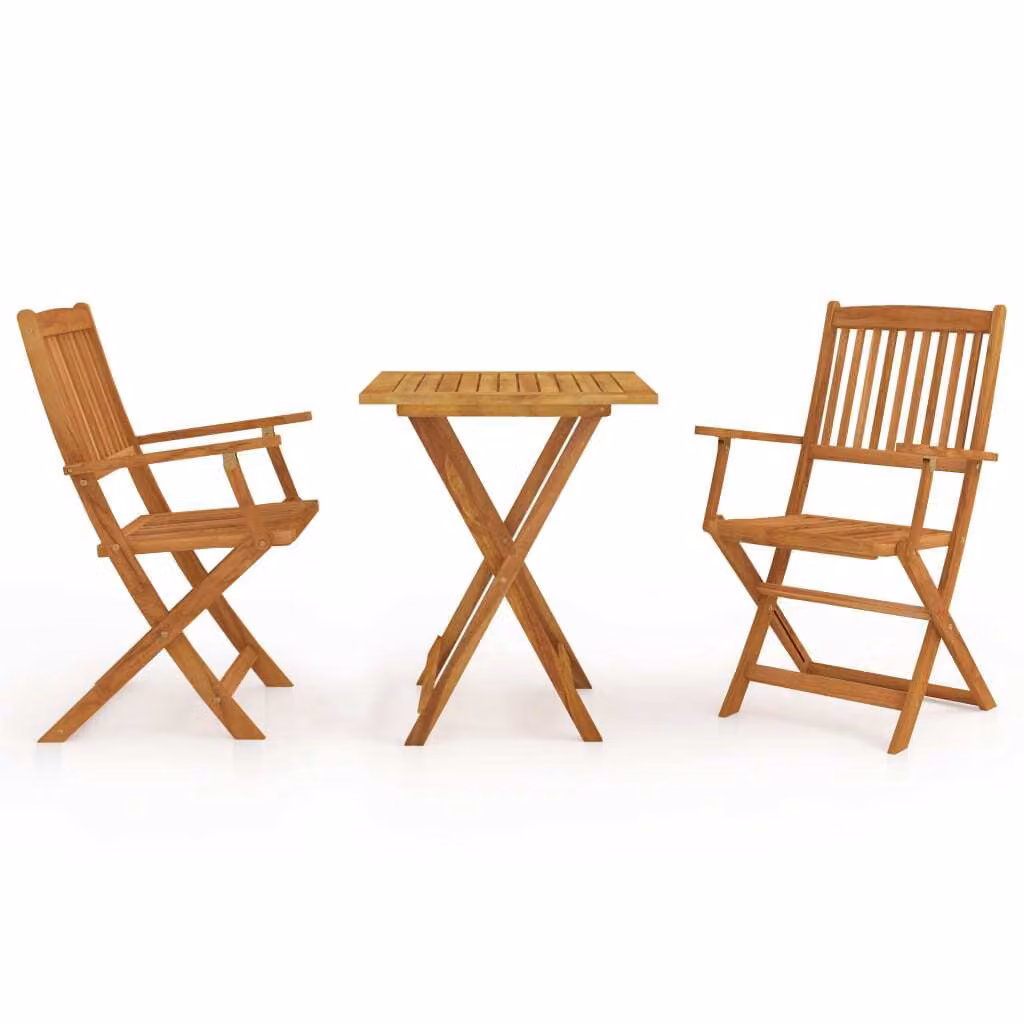Set da Pranzo da Giardino 3 pz Pieghevole in Massello di Acacia