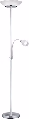 Lampada da terra Trio Leuchten GD Trio con treppiede in legno e metallo, regolabile in altezza, colore bianco e argento