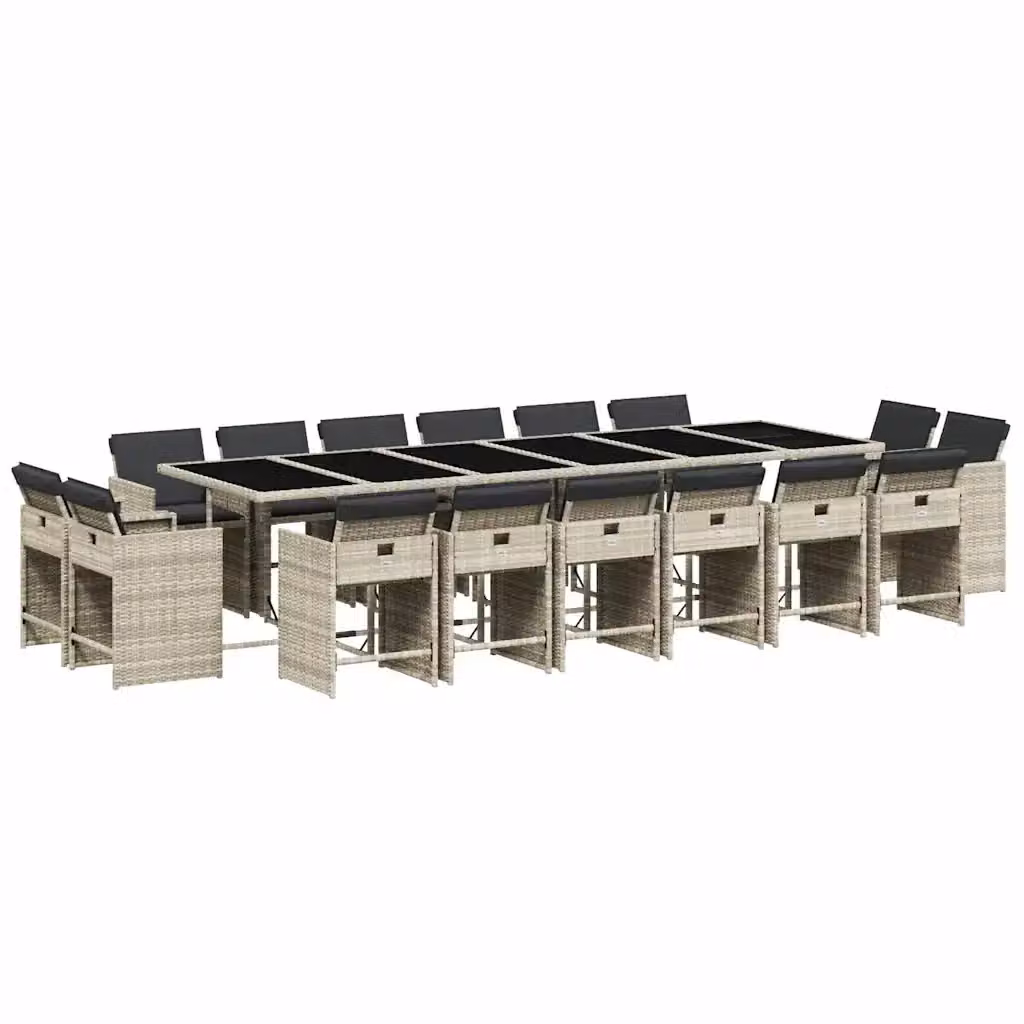 Set da pranzo da giardino vidaXL in polyrattan con cuscini e tavolo in vetro, 17 pezzi, grigio antracite – 2