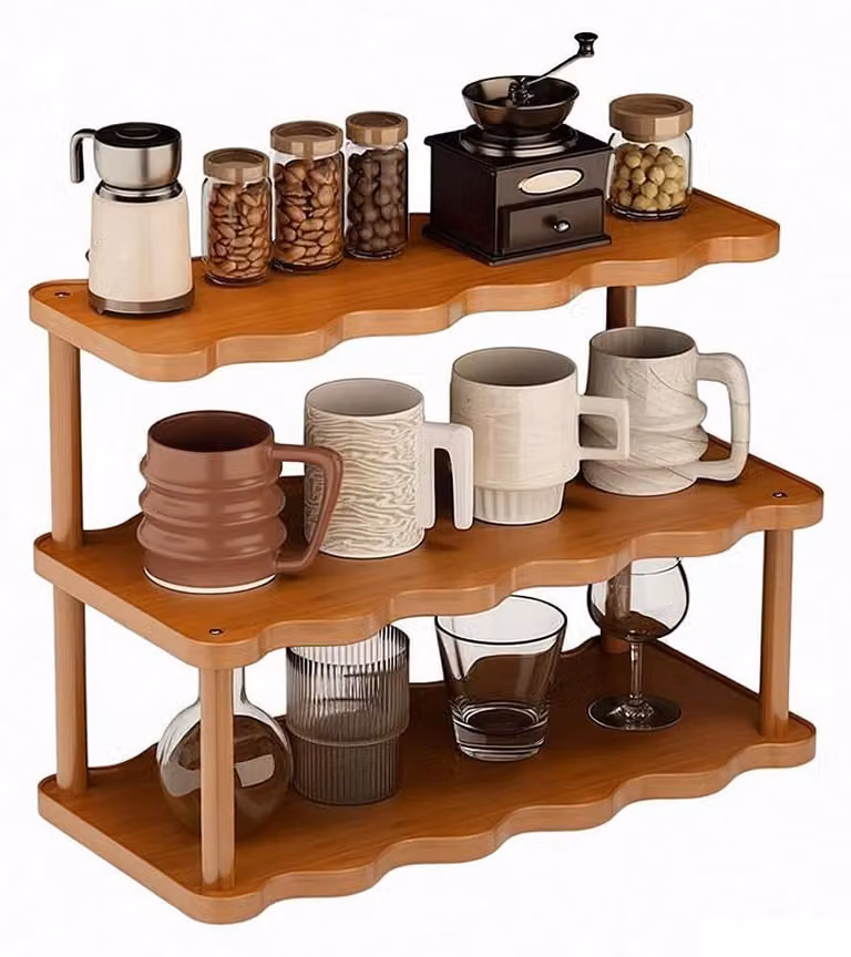Mobiletto da cucina a 3 ripiani, organizer per spezie in legno