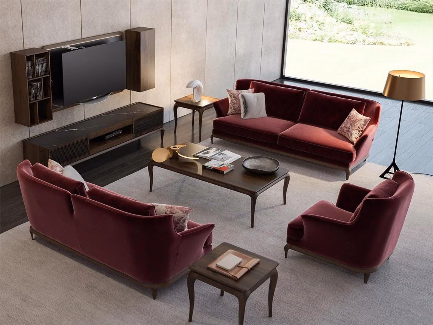 Luxus Sofagarnitur Wohnzimmer Einrichtung Design Stoffsofa Sessel