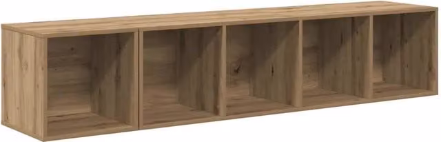 Set di mobili TV moderno in legno multistrato color rovere marrone con armadietto e vani porta media L 142,5 cm x H 37 cm x P 37 cm – 1