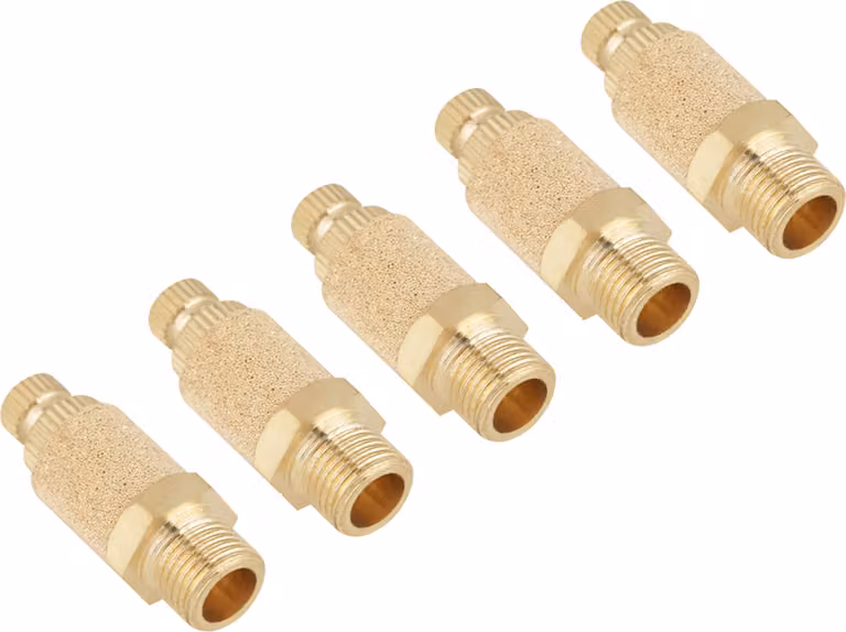 set di 5 pezzi di silenziatori pneumatici in ottone con controllo del flusso d'aria e della velocità, valvola 1/8 BSP