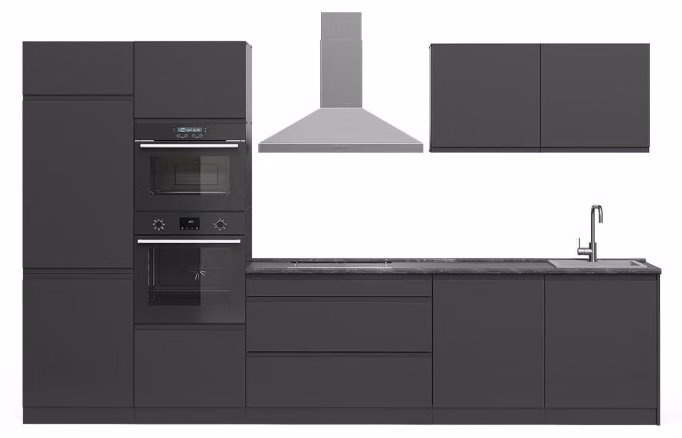 Cucina componibile Vicco R-Line Antracite/Antracite 340 cm piano di lavoro Satin, Model 70592