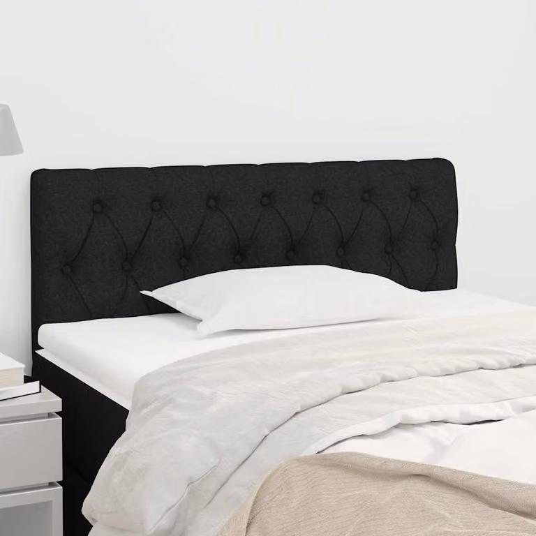 Testiera per letto vidaXL in tessuto nero con struttura in legno e pannello imbottito L: 90 cm, P: 7 cm, H: 78-88 cm