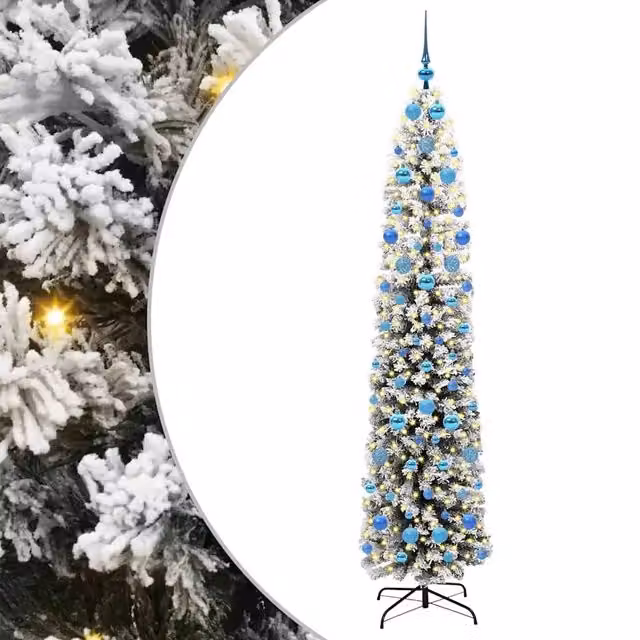 Albero di Natale artificiale moderno verde con 300 LED bianco caldo, Altezza: 210 cm